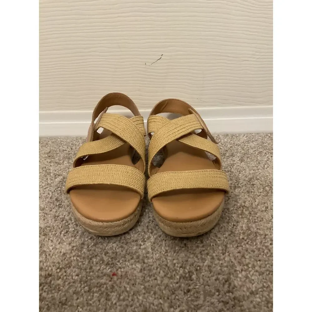 Marc Fisher Nalan Trail Sandals | Natural Raffia Crisscross Comfort Sandals,sz 8